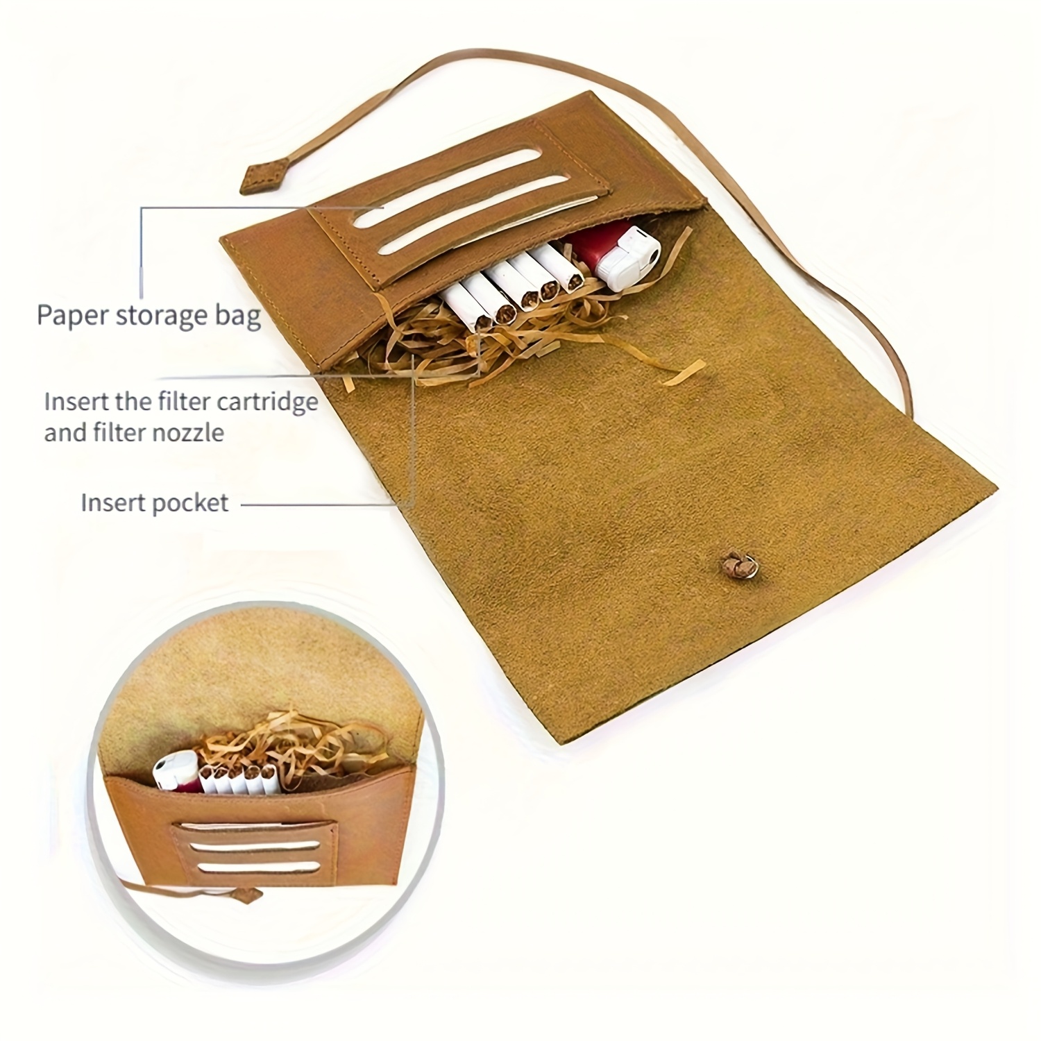 leather tobacco pouch sold on Temu United States