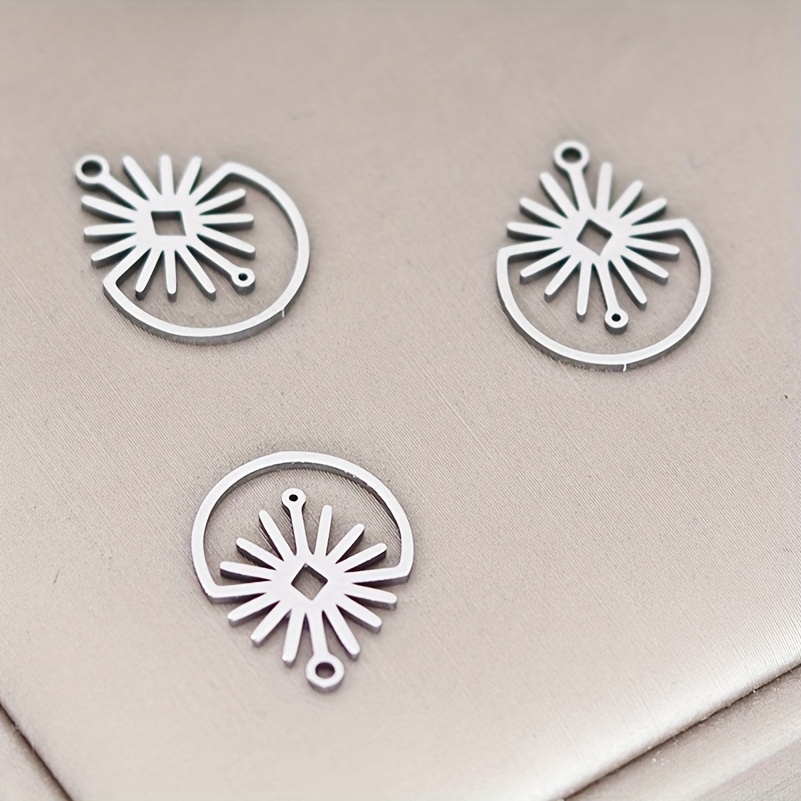 TEMU 3pcs Sun Geometric Charms Diy Craft Fashion Earrings Necklace Jewelry Making Stainless Steel Pendant Connecter Accessories
