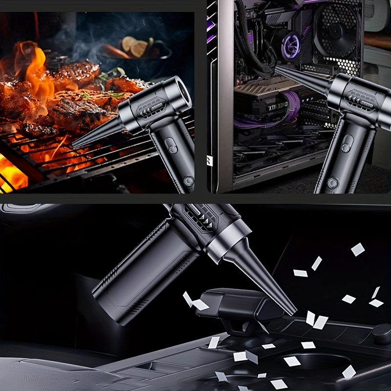  portable turbine blower fan cordless rechargeable 18650 lithium battery 16kpa suction noise ideal for dusting bbq charcoal starter keyboard electronics cleaning car interior outdoor use office modern aesthetic durable construction blower fan Product details 3