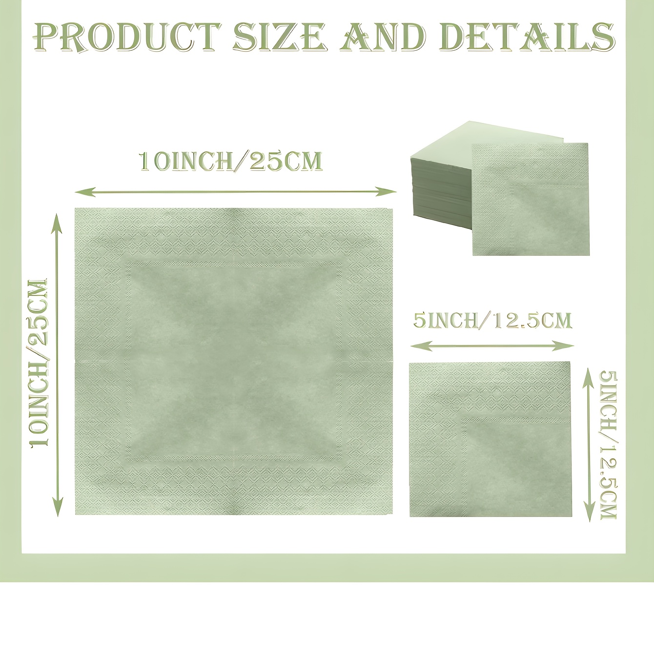 Image of 20pcs Small-sized Mouse Tail Green Napkins, Suitable For , Back-to-, Birthday Parties, And Celebrations For Halloween、christmas