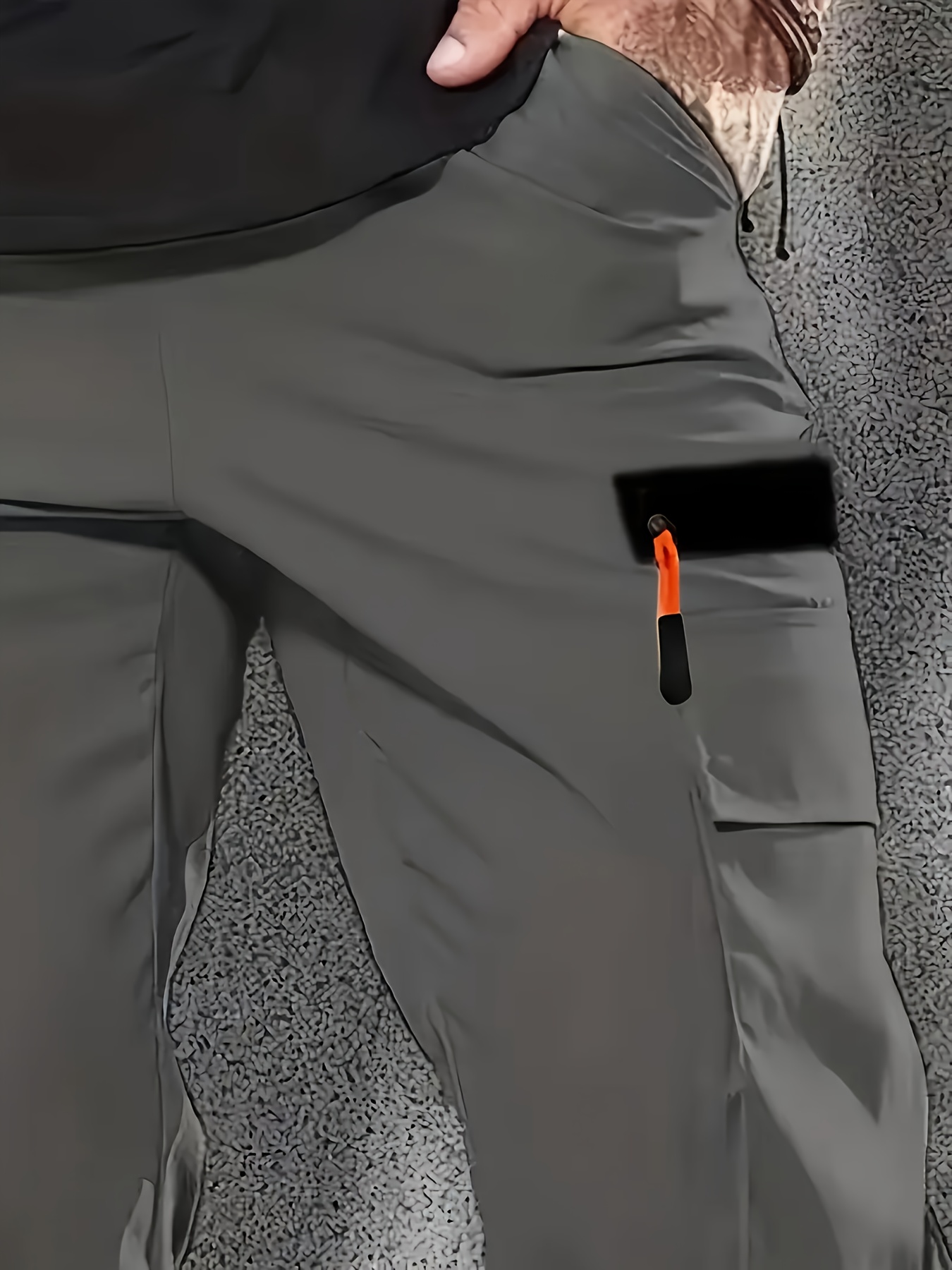 mens loose cargo pants black polyester non stretch   regular fit multiple pockets casual sports style   pants casual fit pants durable casualwear details 3