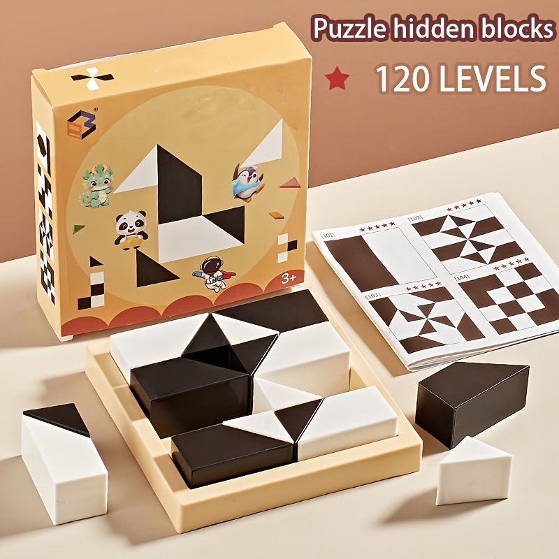 

120 Level Hidden Block Puzzle: 3+ Years, Abs Material, Enhances Logic And Spatial Reasoning, Suitable For 3-8 Year Olds