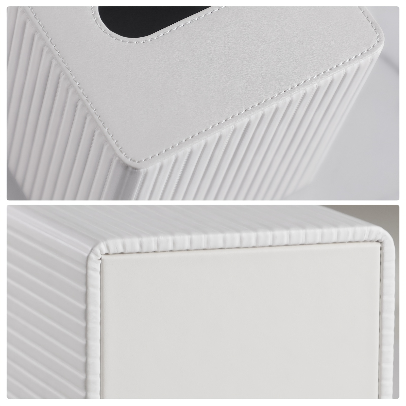   tissue box in elegant colors made of pu leather featuring a magnetic closure at   with a striped decorative surface suitable for bathrooms bedrooms or offices Product details 7