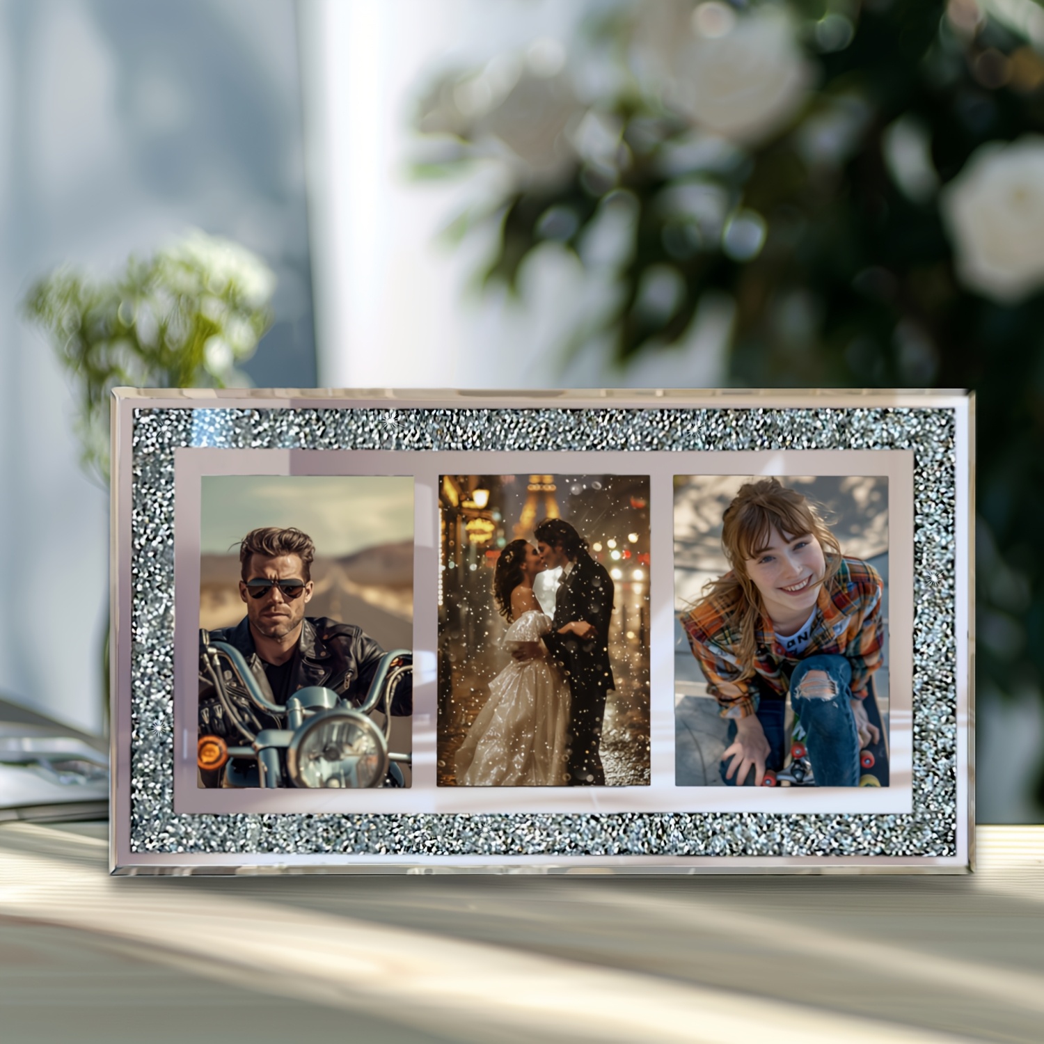 Kristall-Bilderrahmen 20,3x25,4 Cm – Hochzeitsrahmen & Tisch-Deko In Geschenkbox – Staffelei-Rückseite