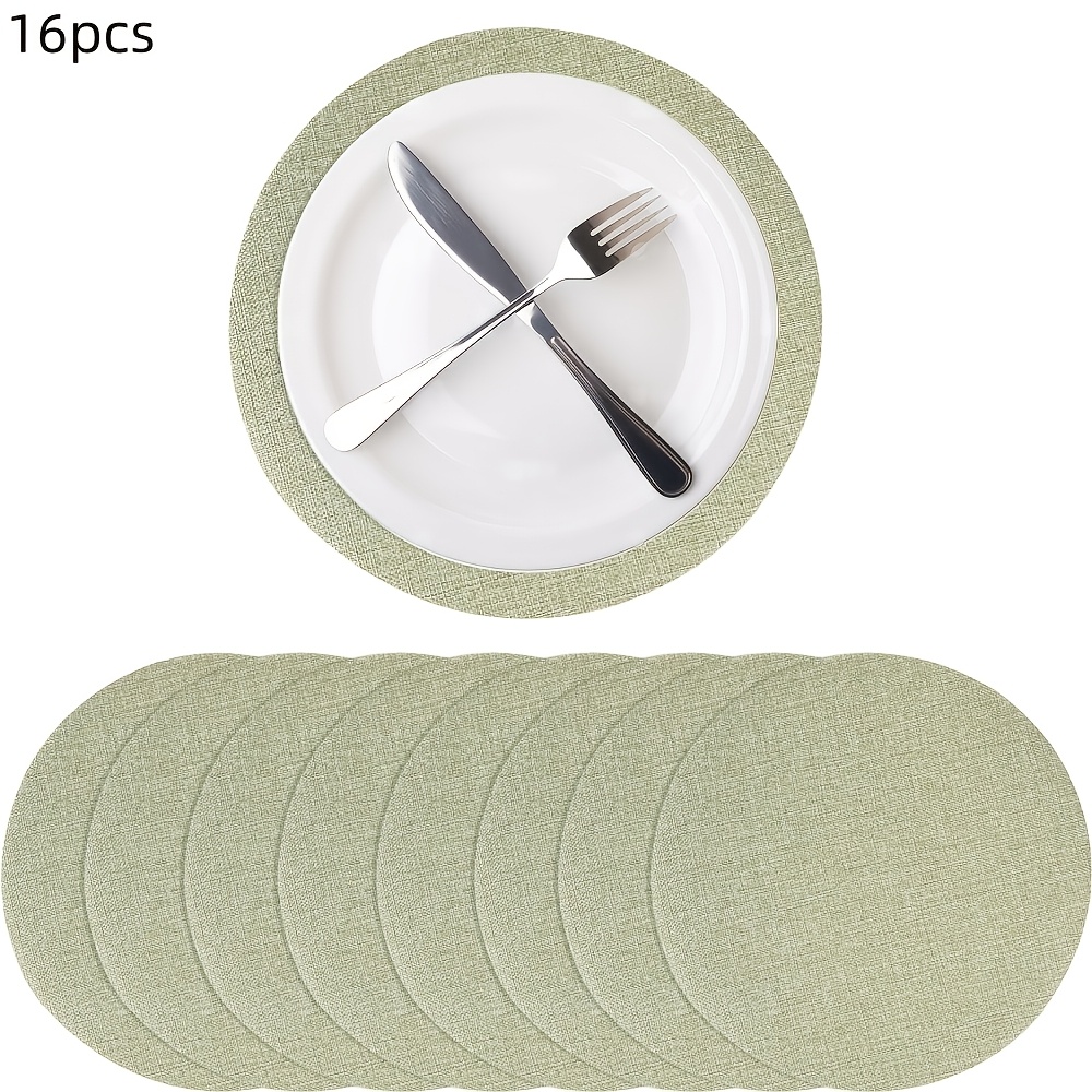 TEMU Round Sage Green Placemats, Round Table Mats 33 Cm Round Autumn Reusable Wedding Placemats, Multi-colored Country Style Dinner Party Holiday