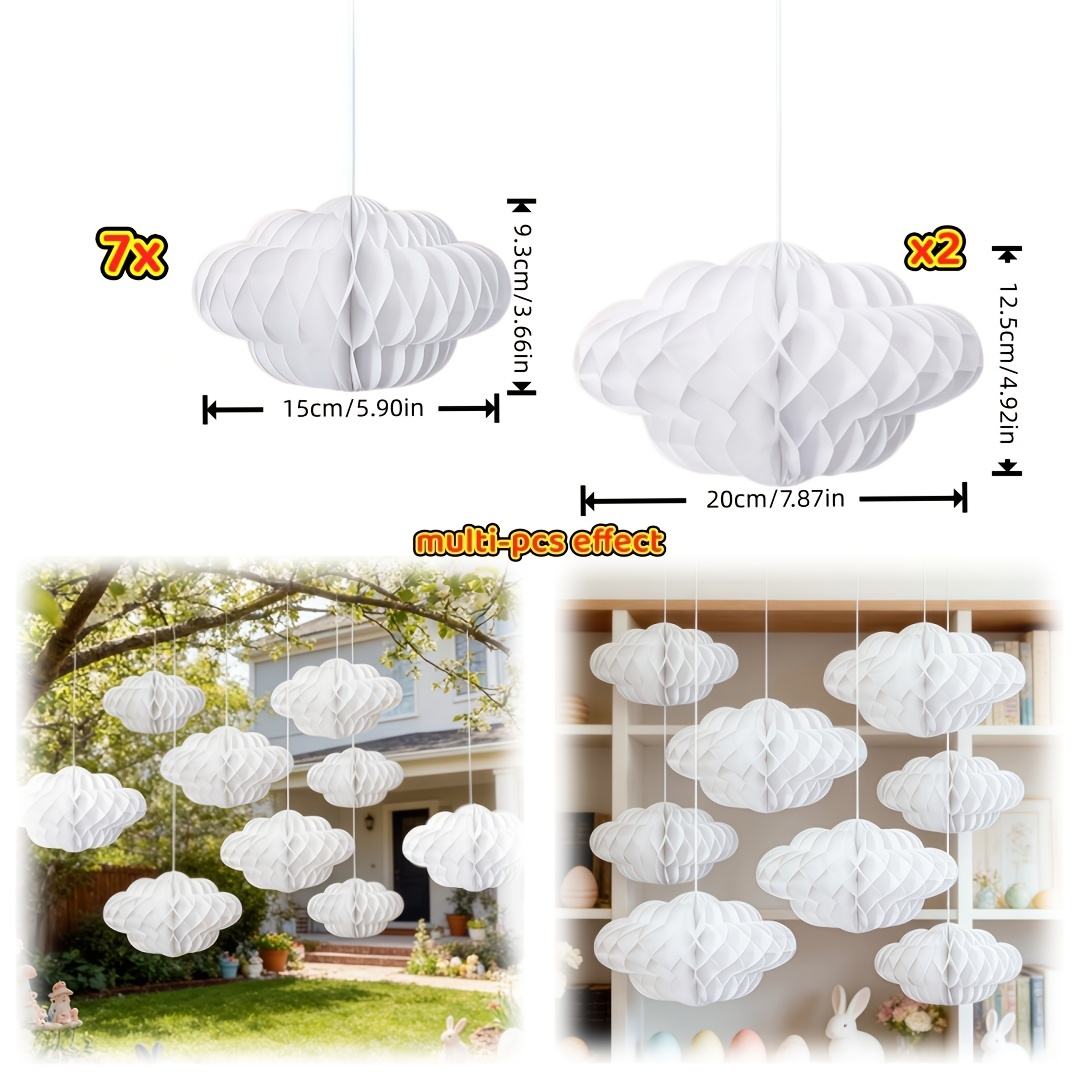 TEMU 9 pezzi di a d'ape bianche a forma di nuvola - Decorazioni per a forma di nuvola e d'ape - realistico - Nessuna manutenzione richiesta - per