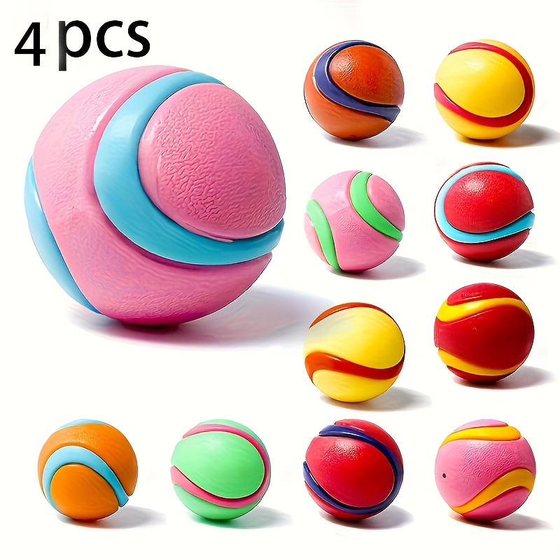 Image of 4-pack Dog Durable Squeaky , Random Colors, No Battery Needed, Pet Dental Wear And Bite-resistant Squeaky Balls, Suitable For Dog Interactive Training Supplies Pet Supplies
