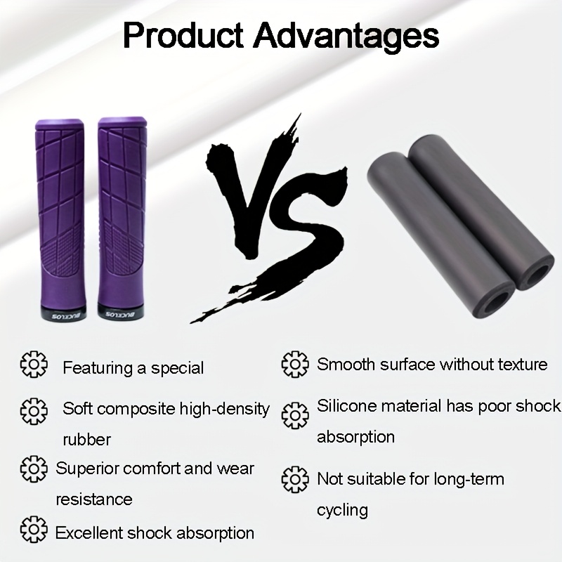 BUCKLOS Non-Slip Lockable Bike Grips - Soft Rubber, Waterproof Handlebar Covers with Textured Grip for Mountain Bikes, Black, Red, Orange, Purple, Green, Blue, Bicycle Accessories|Textured Grip Handlebars|Waterproof Rubber Grips