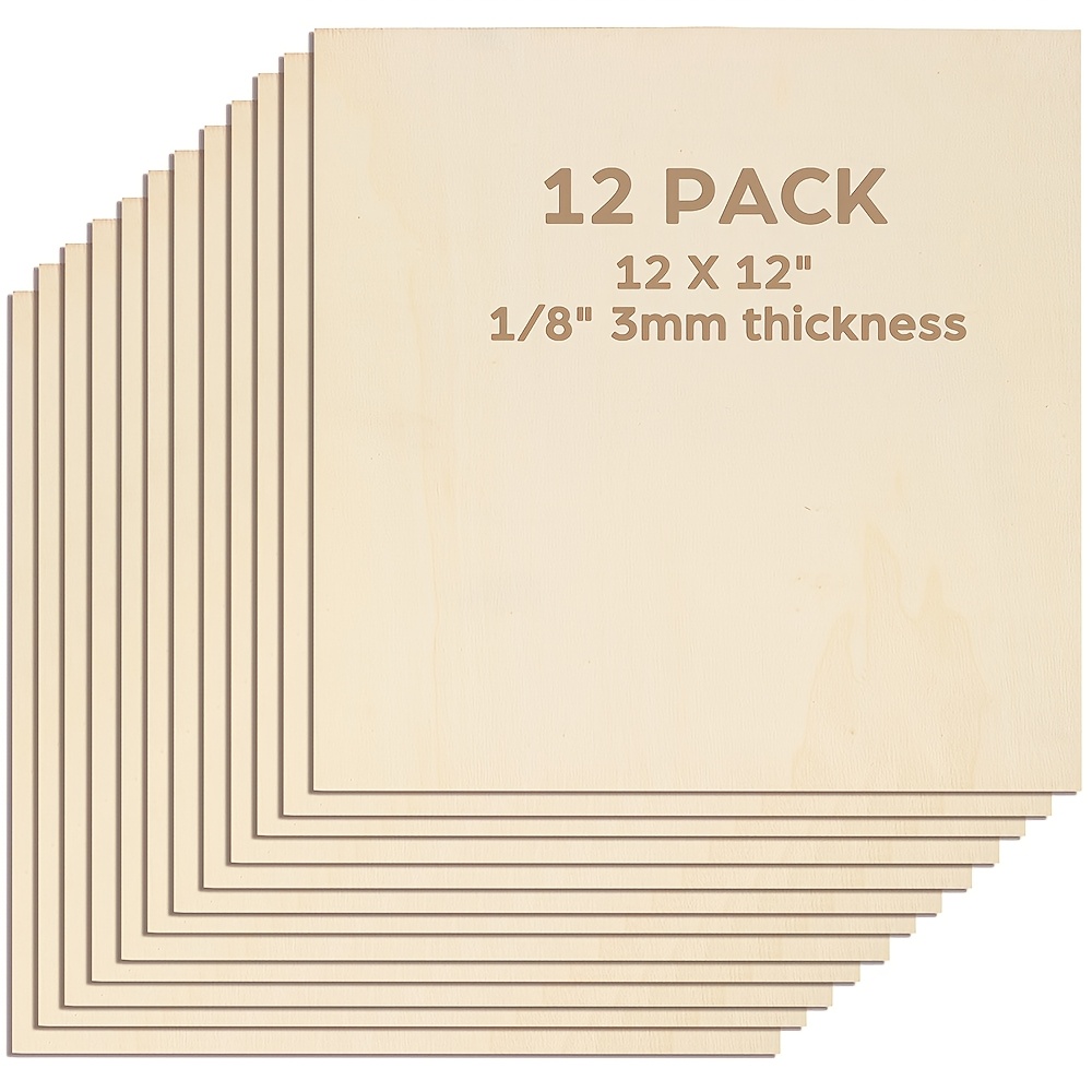 a set of basswood sheets designed for   crafting projects including laser cutting and engraving this pack contains 12 sheets each measuring 12 by 12 inches and 1 8 inch thick suitable for   architectural models ornaments