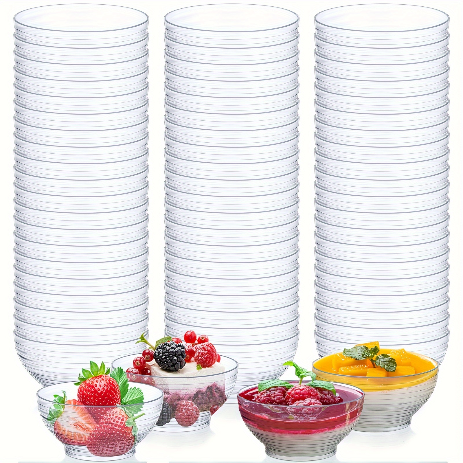 

150 Pcs 3 Oz Clear Plastic Disposable Ice Bowls Appetizer For Salad Weddings Catering Appetizer Pudding