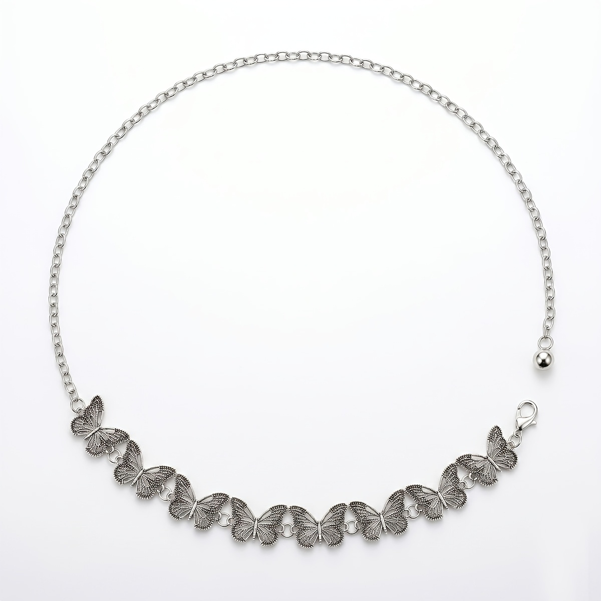 TEMU 1pc Waist Chain Elegant Silvery Metal Halter Chain Bohemian Pendant Decorative Dress Belt Body Jewelry For Women