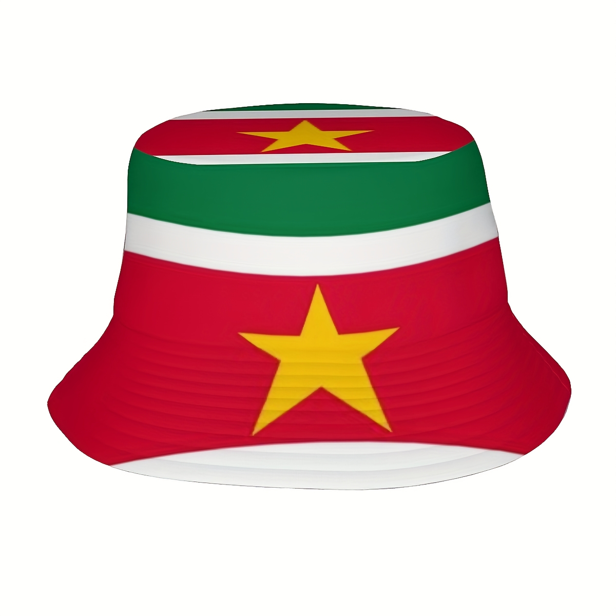 TEMU 1 stuks Suriname Vlag Unisex Eendelig Volledig Fashion Bucket Hat, Ideaal voor Outdoor Vakanties, Verjaardagscadeaus, Feestartikelen,