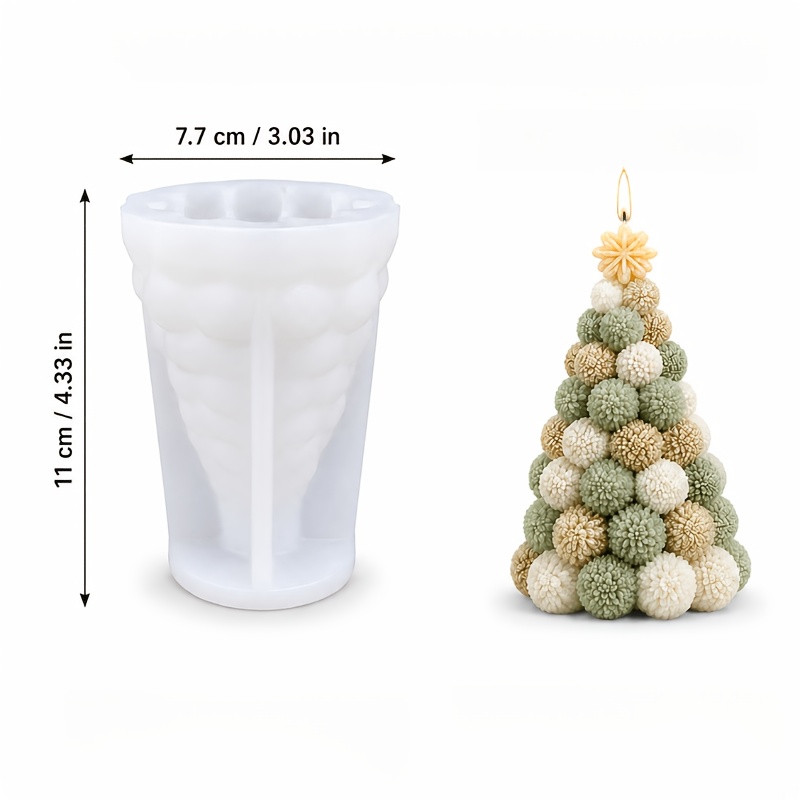 TEMU Molde CNQNC reutilizable 3D de árbol de Navidad floral con múltiples - Molde de silicona y resina para velas DIY, adornos, manualidades nórdicas