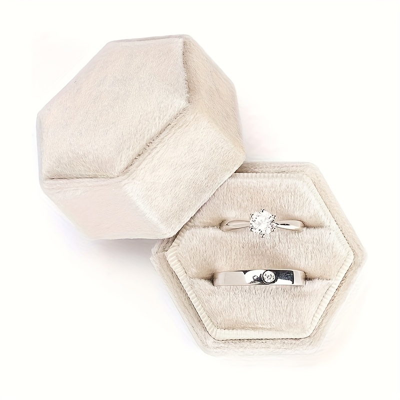 Customizable Velvet Ring Boxes, Hexagonal Jewelry Cases