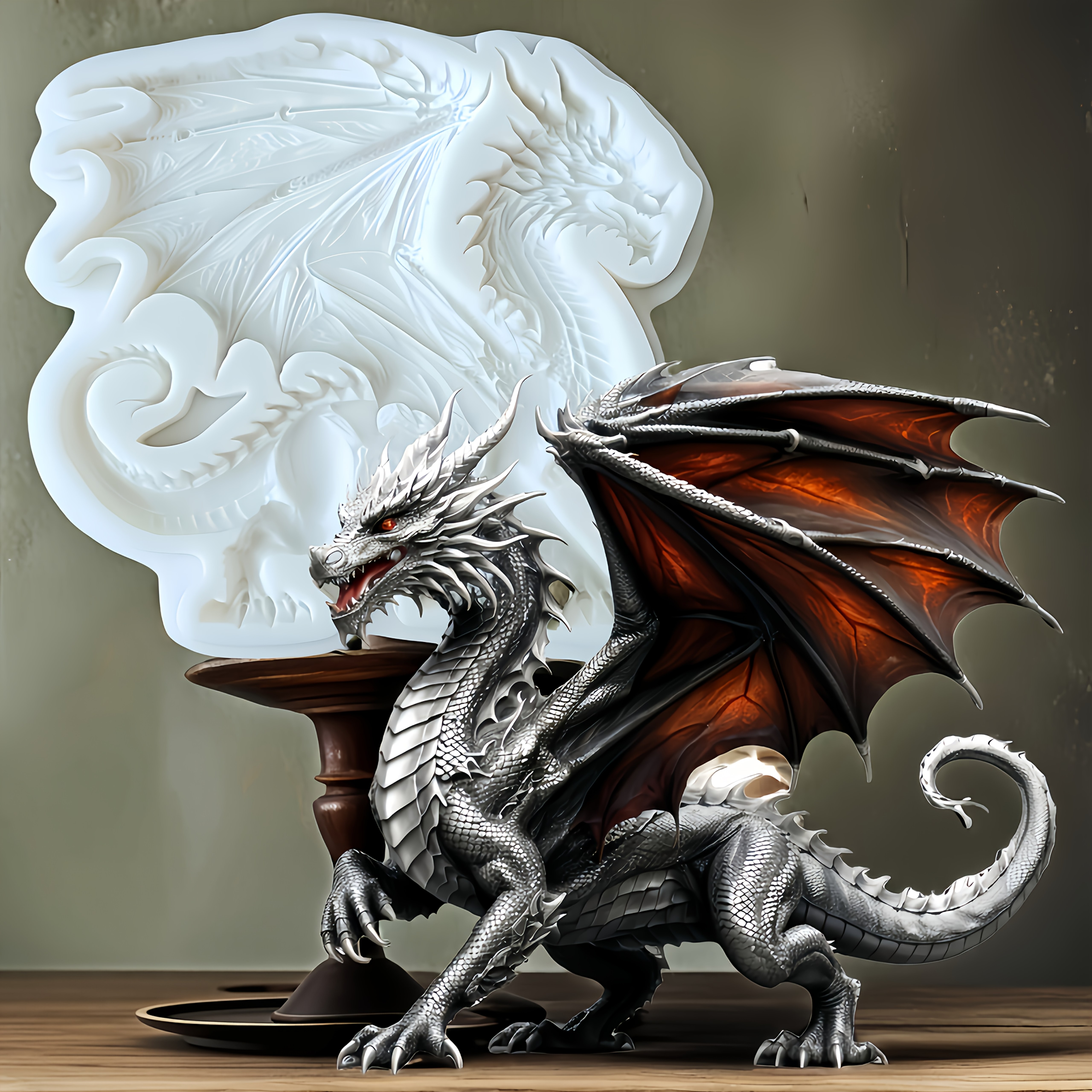 Image of 1pc, Diy Dropper Cartoon Dragon Flipping Fondant Cake Baking Silicone Mold Chocolate Mold; Black Dragon Flip Candy Silicone Mold; Cake Decoration Accessories; Small Dragon Shaped Kitchen Baking Mold