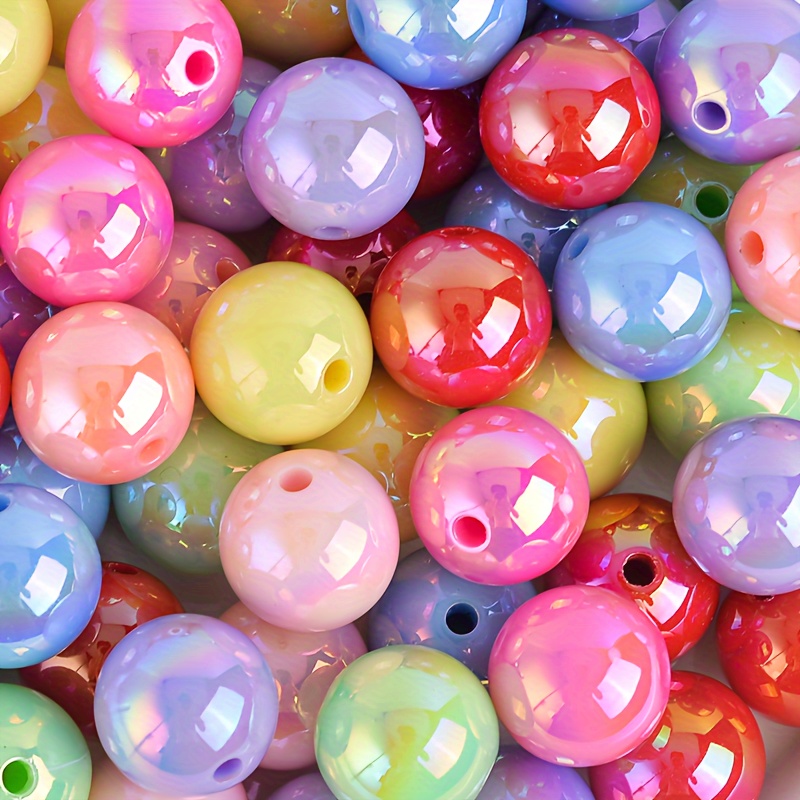 

50pcs Multicolor Ab Acrylic Beads 16mm Colorful Round Loose Spacer Beads For Diy Jewelry Making, Uv Colorful Big Beads For Pens