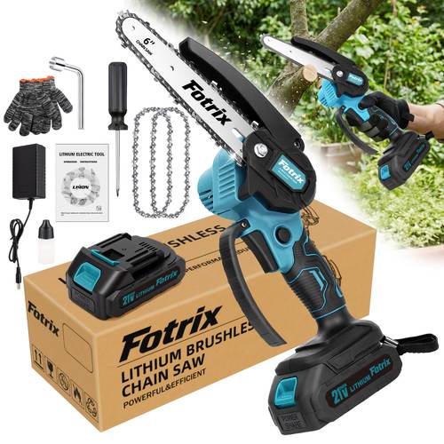 6 inch 8 inch cordless mini chainsaw combo handheld electric chain saw with battery charger for tree trimming wood pruning landscaping branch care