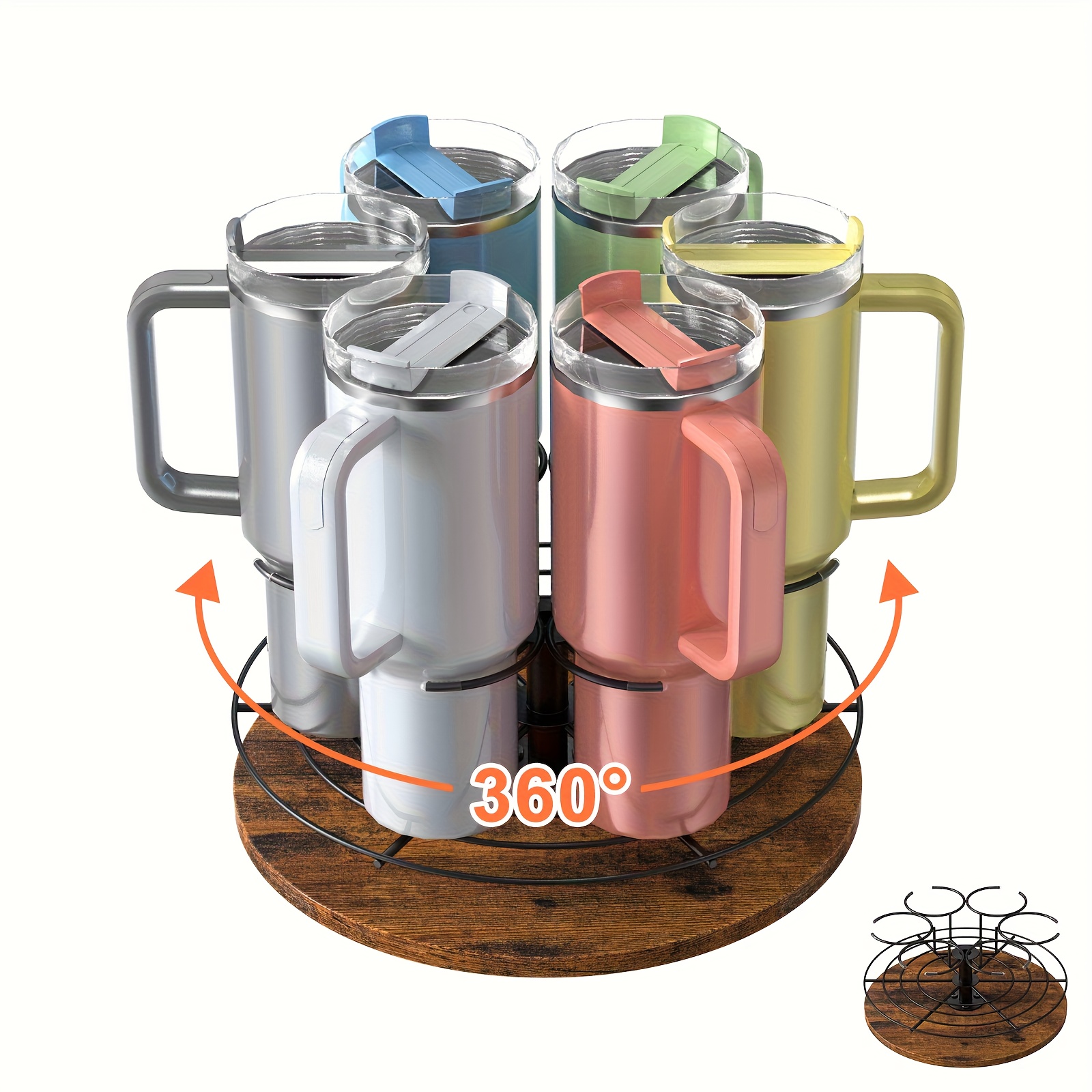 TEMU 360° Flexible Rotation Cup Rack, Store 6 Water Cups, Portable And Space-saving, Suitable For Kitchen Desktop Installation Cup Storage Rack,