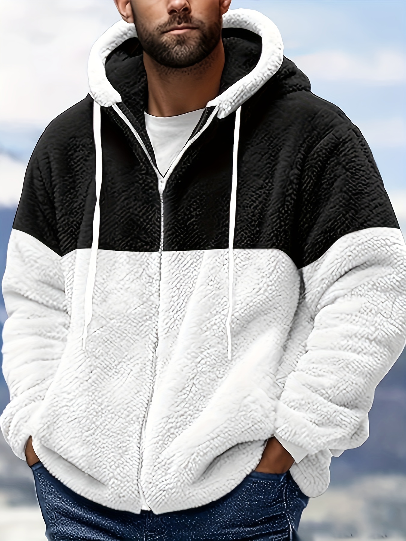 Gihuo Men's Winter Sherpa Lined Hoodie Zip Up Sweatshirt