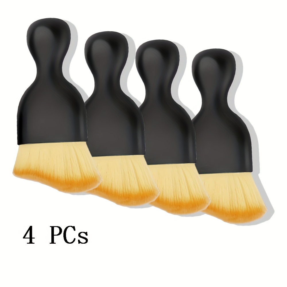 TEMU 4pcs Soft Bristles Dust Brush For Dashboard, Vents, Upholstery & ; Car Cleaning Brush For Stains, Pet Hair & Dust; Ergonomic Grip Nail Brushes