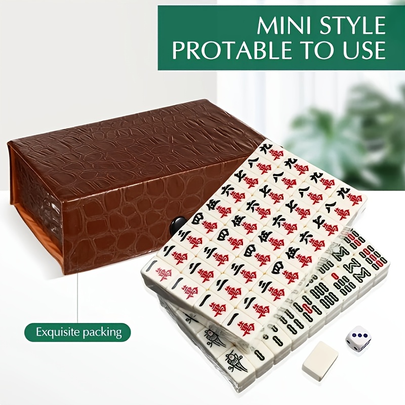 Ensemble De Jeu De Mahjong Chinois Portable - Mahjong De Voyage Avec Étui Et Règles Inclus