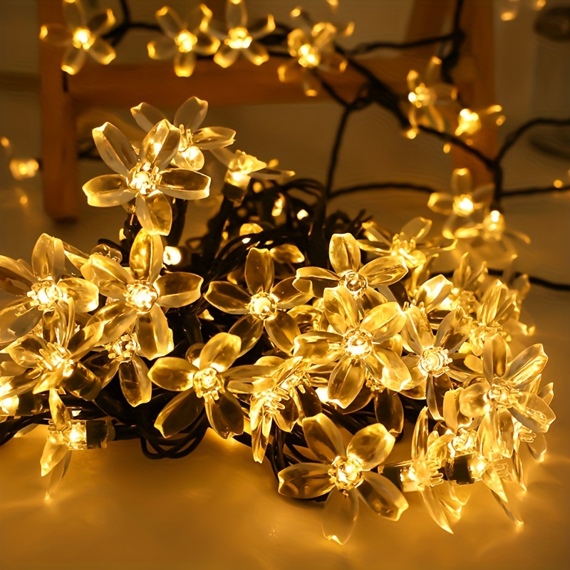 Image of 1set, 30/100leds Solar Cherry Light String, Solar Patio Lights, Solar Lights For Garden Yard Porch Wedding Party Decor, Halloween Decorations Lights Outdoor