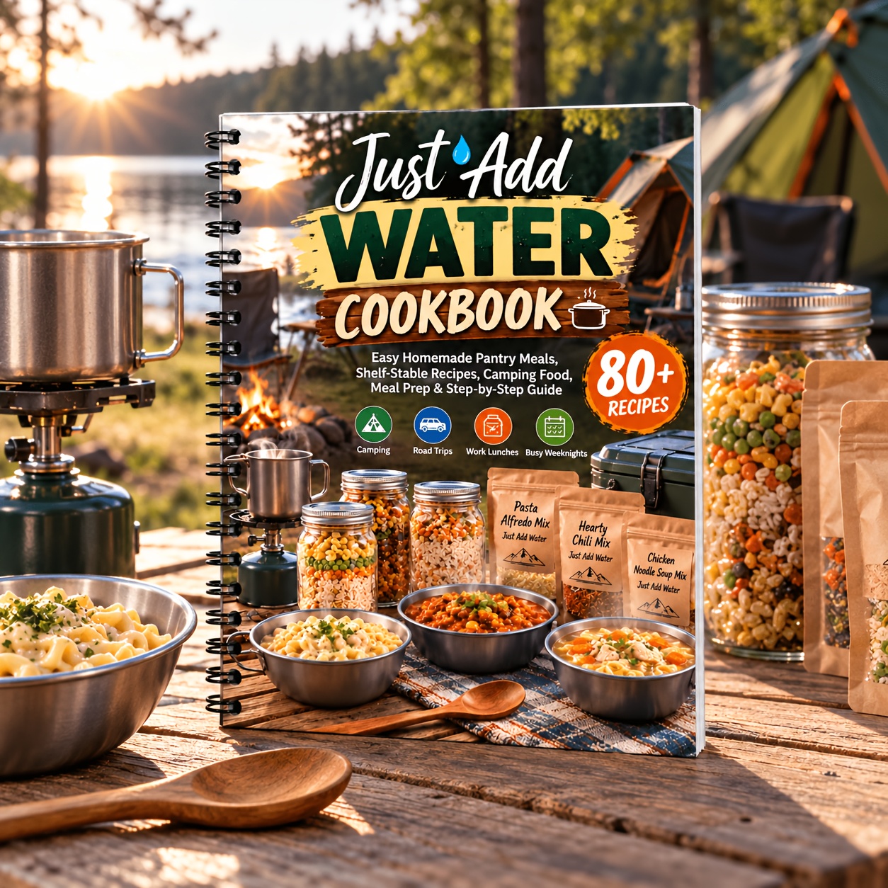 TEMU Livre de recettes Just Add Water | Plus de 80 repas faits maison faciles avec les ingrédients du garde-manger, recettes de conservation à