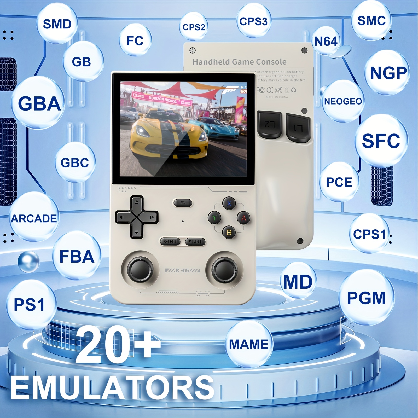 K36 Open-source Handheld Game Console, 64GB Memory Card, Fully Upgraded, Powerful Processor, Stable and Lag-Free, Supports OTG Interface, Rich Emulators, 3.5-inch Ultra-Clear Screen, Extended Battery Life