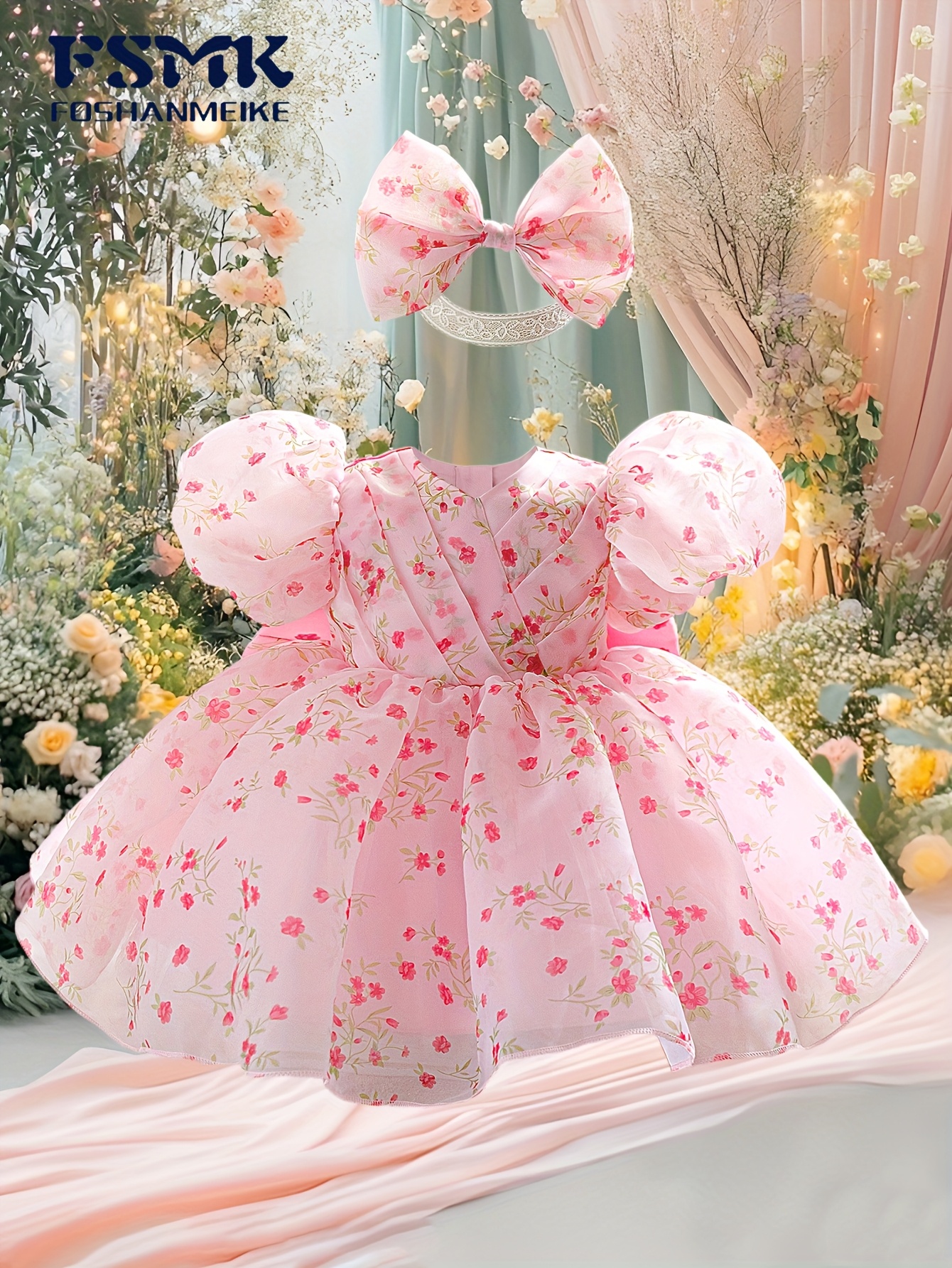 infant fairy dress The It is embellished with green leaves and a large jewel Fairy Birthday Outfit, Long Flower