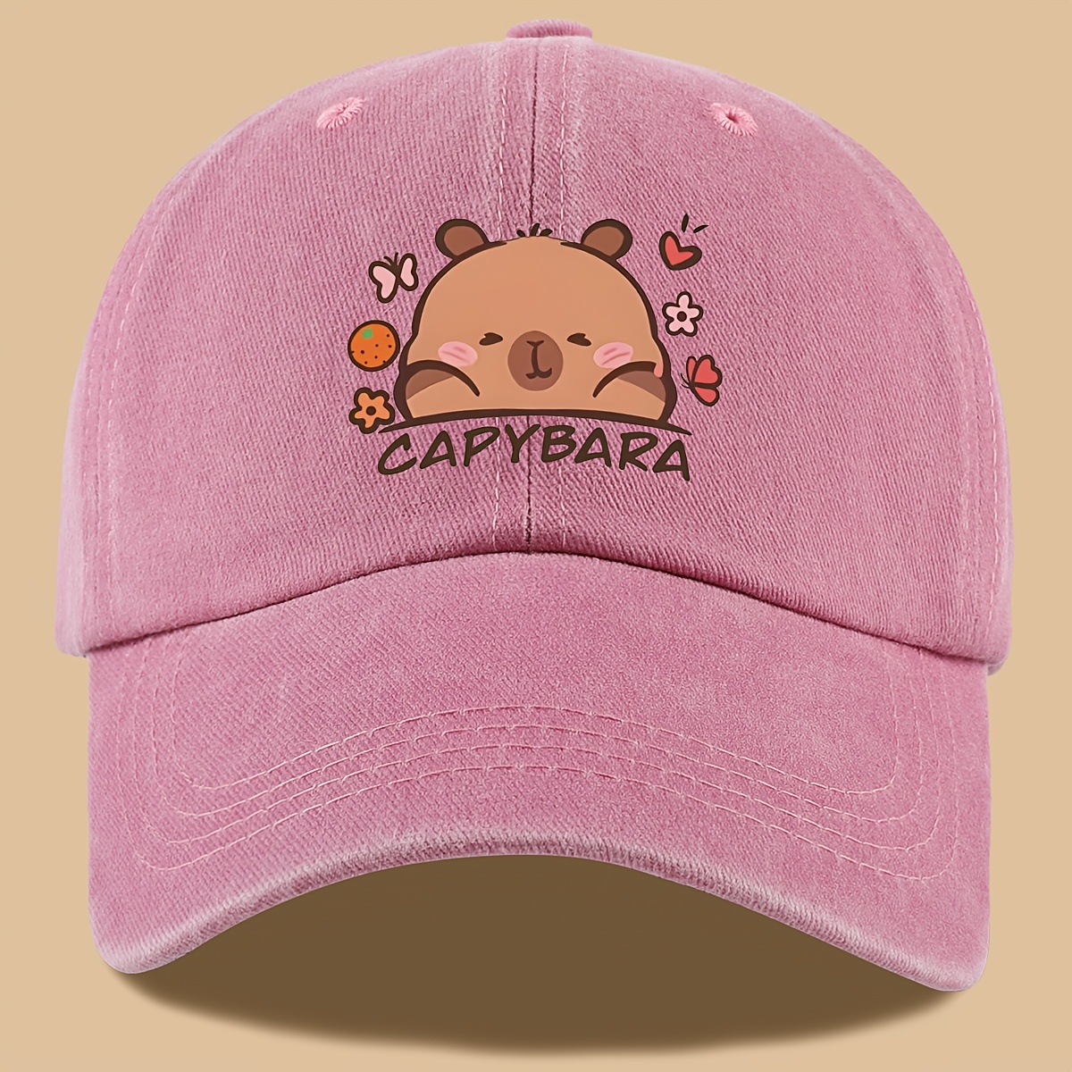 E-shop 1 Stück Niedlicher Capybara Baseball Cap mit Print, Entworfen im Cartoon-Stil, Leicht, Bequem und Atmungsaktiv. und Einfach, Geeignet für Männer