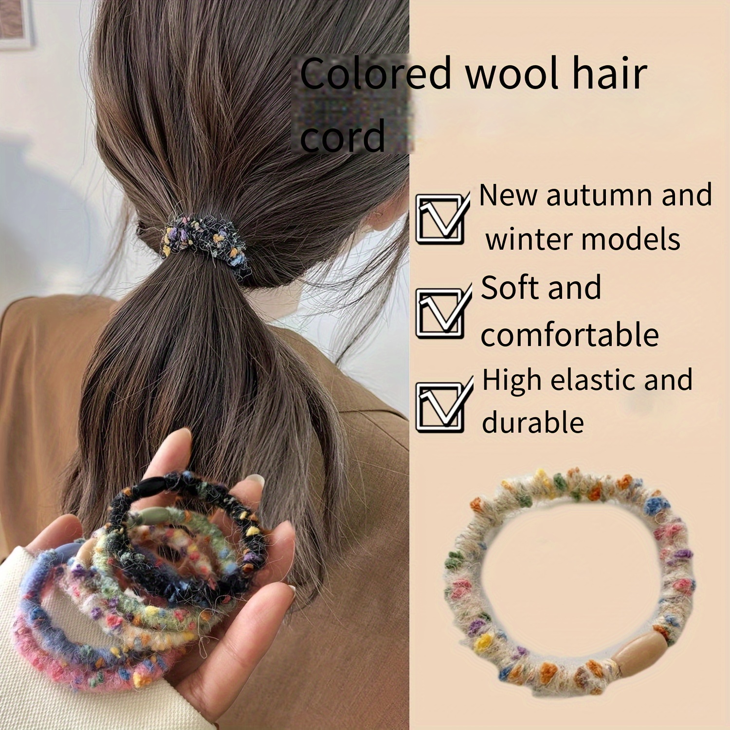 Wool Hair Ties For Women Elegant & Cute Elastic Hair Bands Plush
