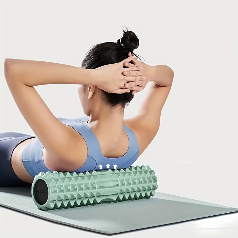 1pc eva foam massage roller for yoga pilates medium firmness manual back exercise tool mobility gym training accessory black blue purple details 1