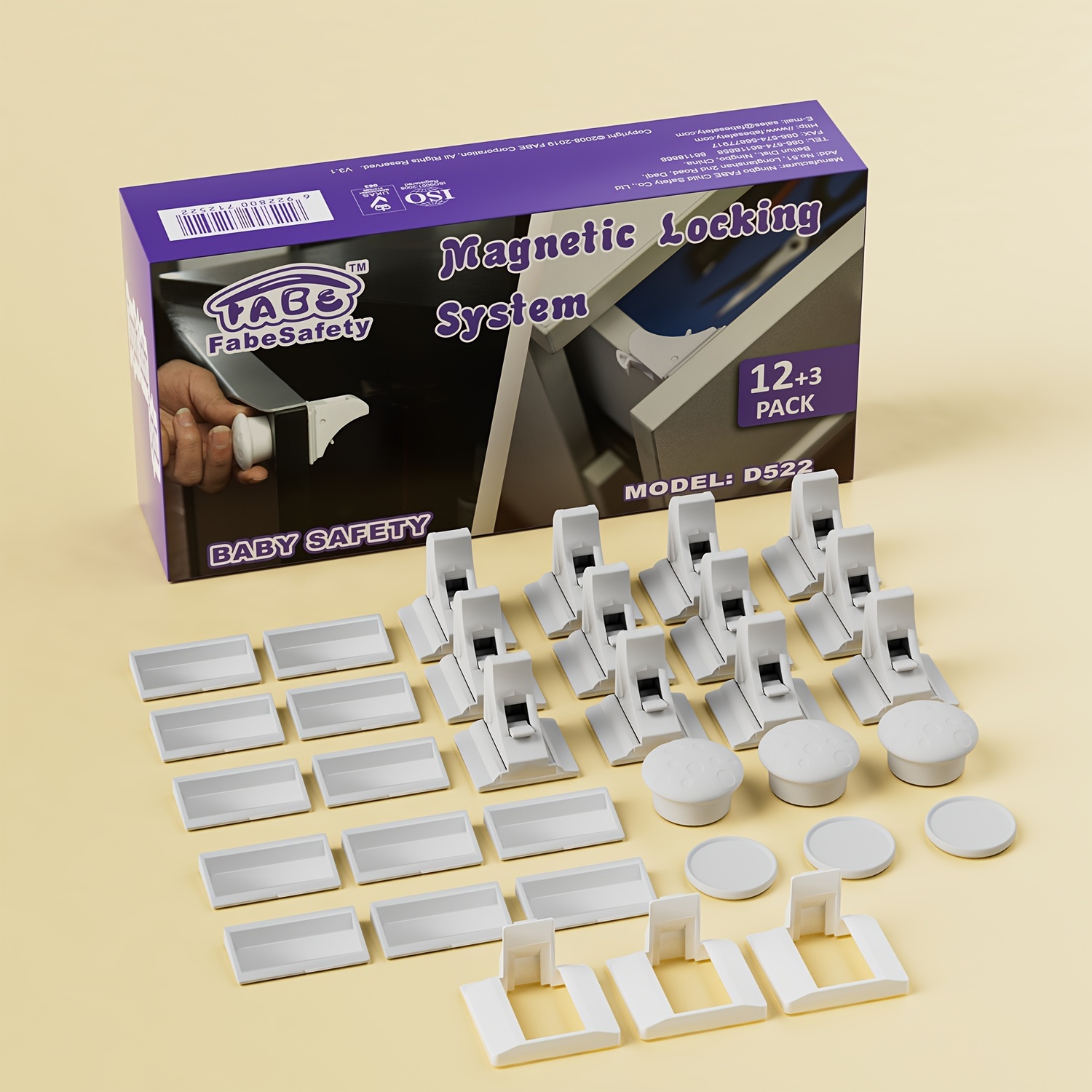 E-shop 12 Stück sichere magnetische Schrankschlösser mit 3 Schlüsseln, bohrfrei, kindersichere Schubladenverschlüsse zur Sicherheit, unsichtbare
