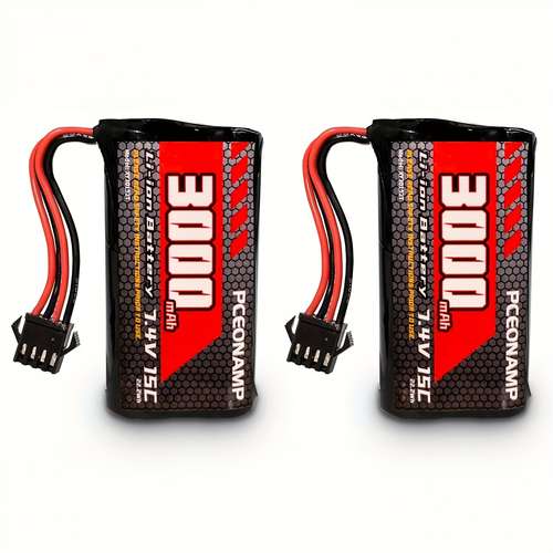 Batterie LiPo 7.4V 3000mAh 15C Avec Chargeur 2 En 1 AMZZN - 2S XT-30 Pour Voitures RC, Drones, Bateaux Télécommandés