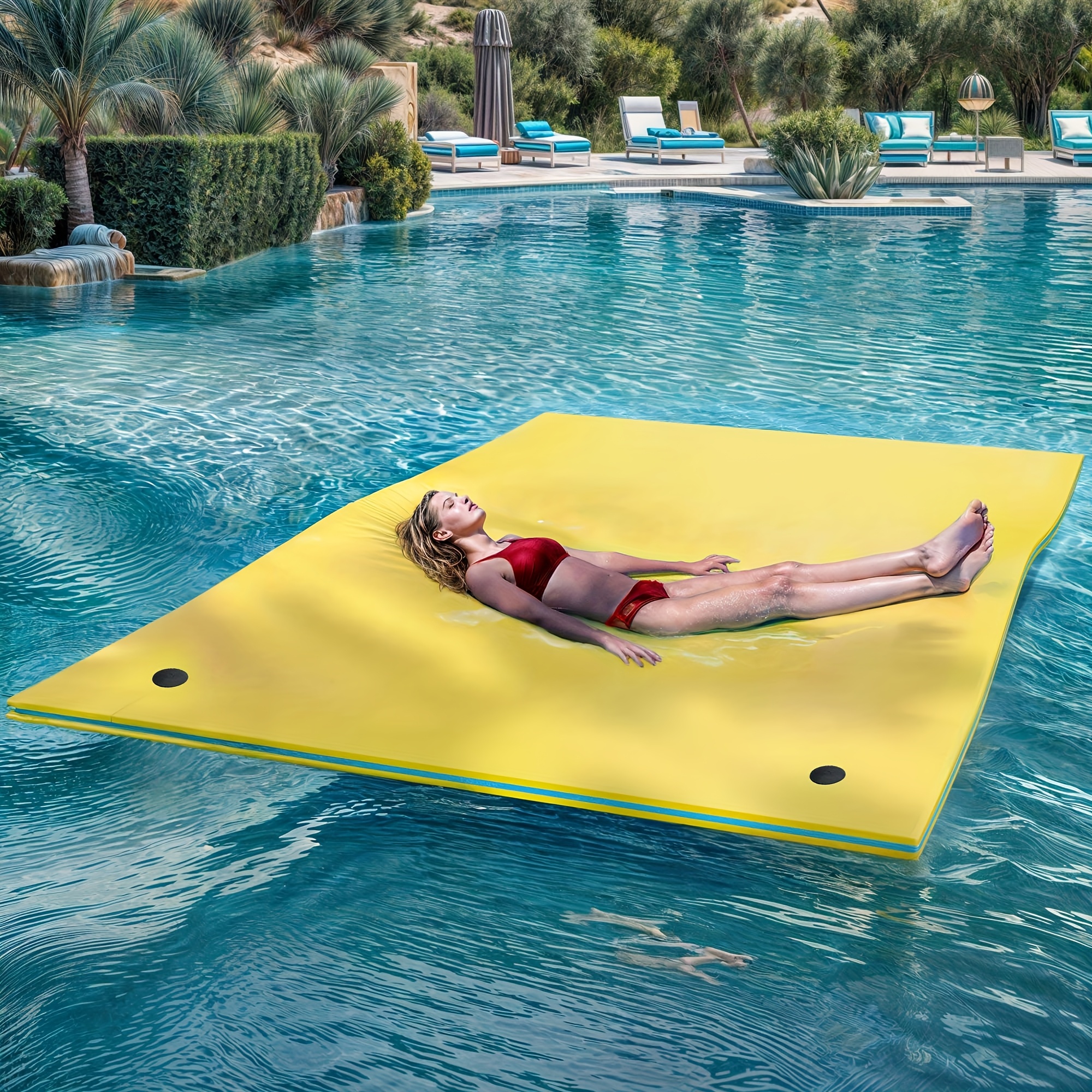floating water mat, 15' × 6' lily pad floating mat, 3-layer foam