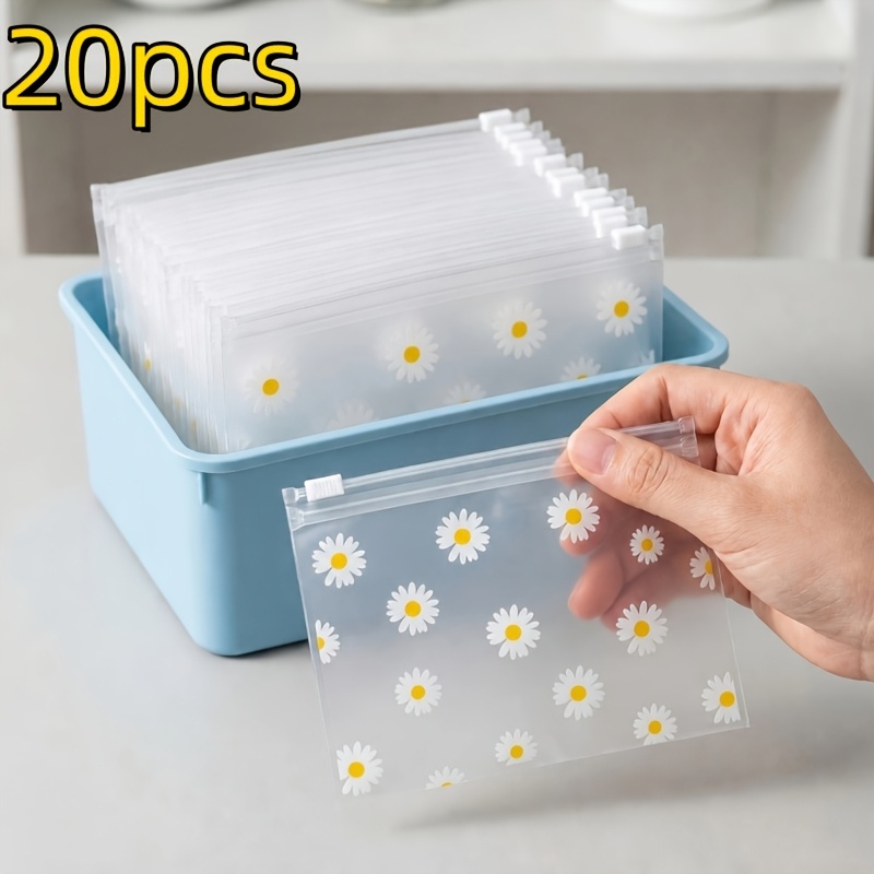 imagem do item presente para ela/ele 20 unidades sacos com   de plástico   com   de   sacos de armazenamento transparentes reutilizáveis, adequados para cosméticos joias adições de cabelo material de escritório artesanato papelaria organização