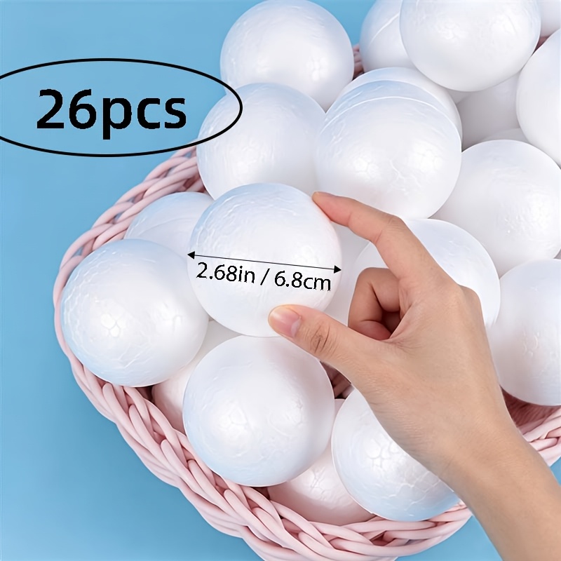 TEMU 26pcs White Ball Set: Planet-themed Craft Balls, Christmas Tree Ornaments, Decorations, Coloring And Craft Projects, Holiday Surprise Gifts, And
