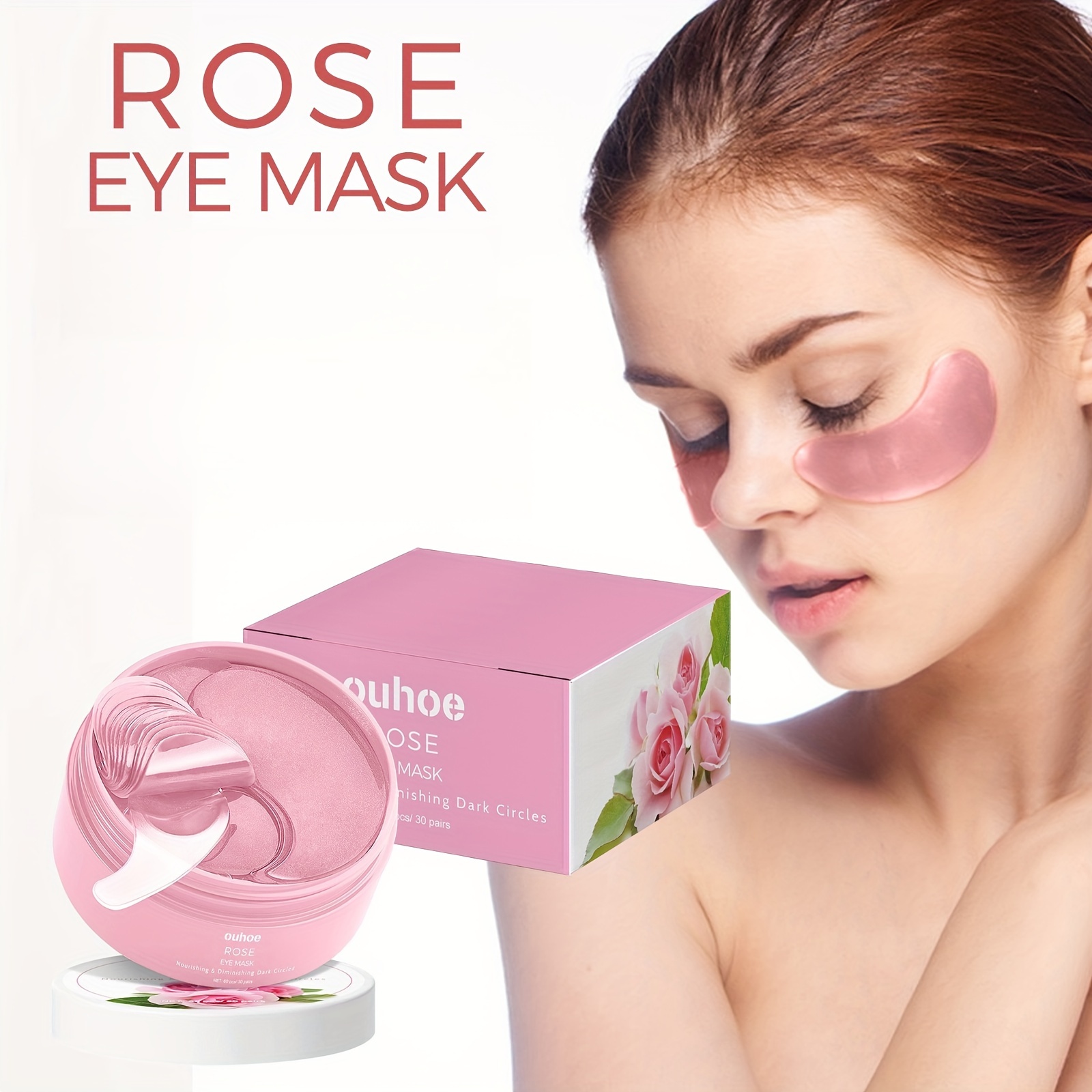 

60pcs Rose Collagen Eye Masks, Soothing Under Eye Gel Patches, Hydrating Firming Eye Skin Care