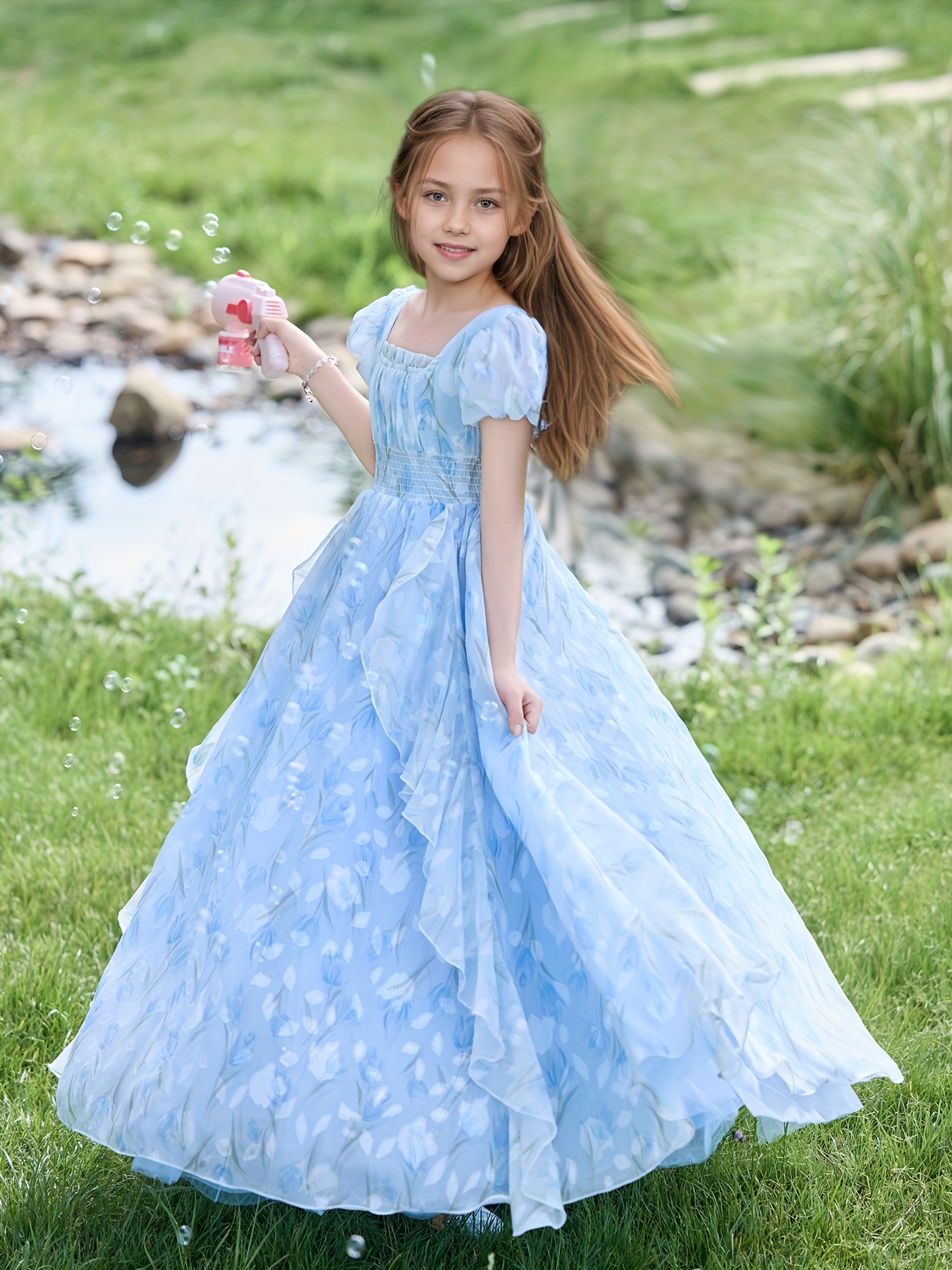 a easy romantic vacation dress girls a long princess dress - Temu Denmark