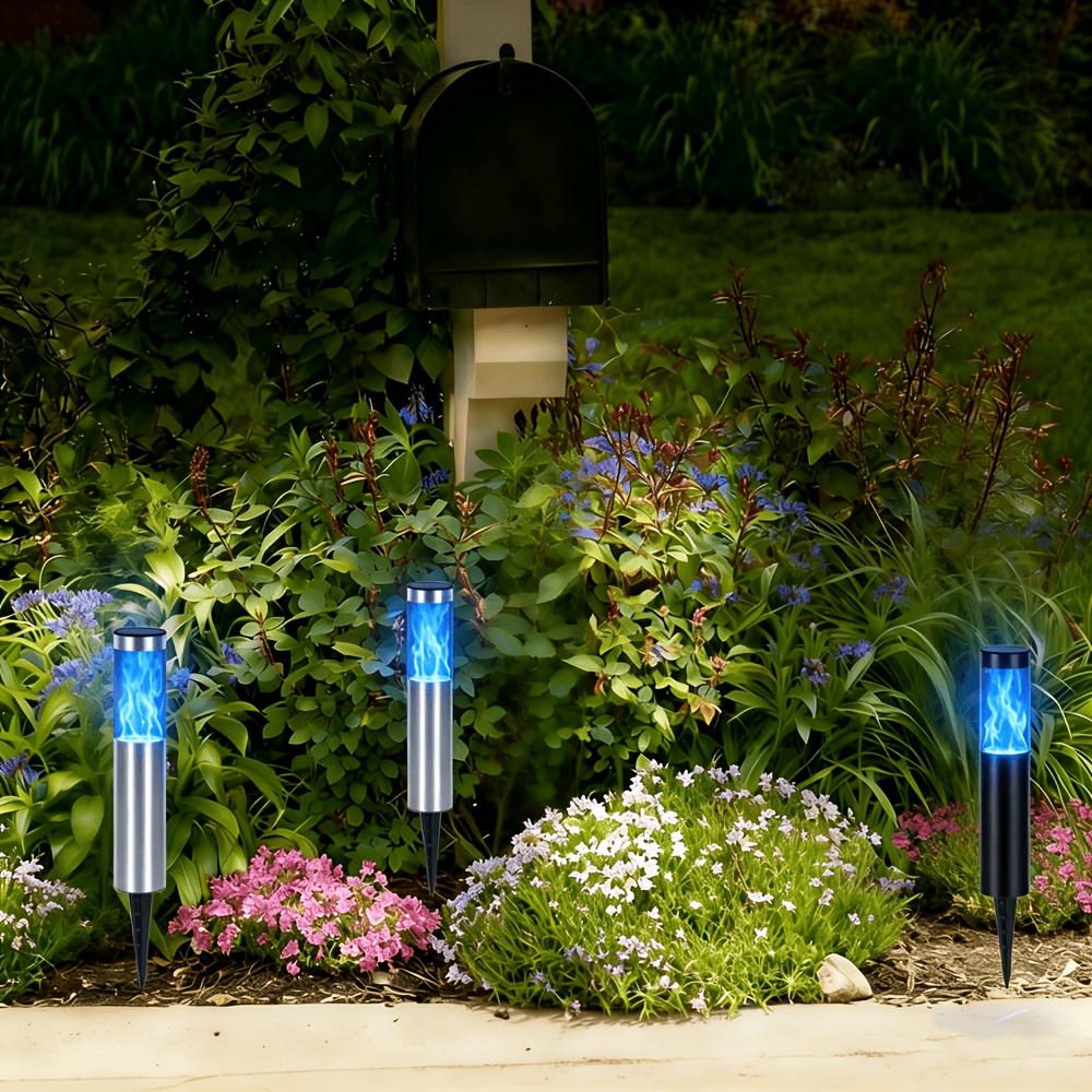 Lampe solaire ronde bleu LED pour extérieur, éclairage décoratif solaire de jardin, luminaire paysager et torche pour cour, jardin, allée, trottoir, décoration de vacances