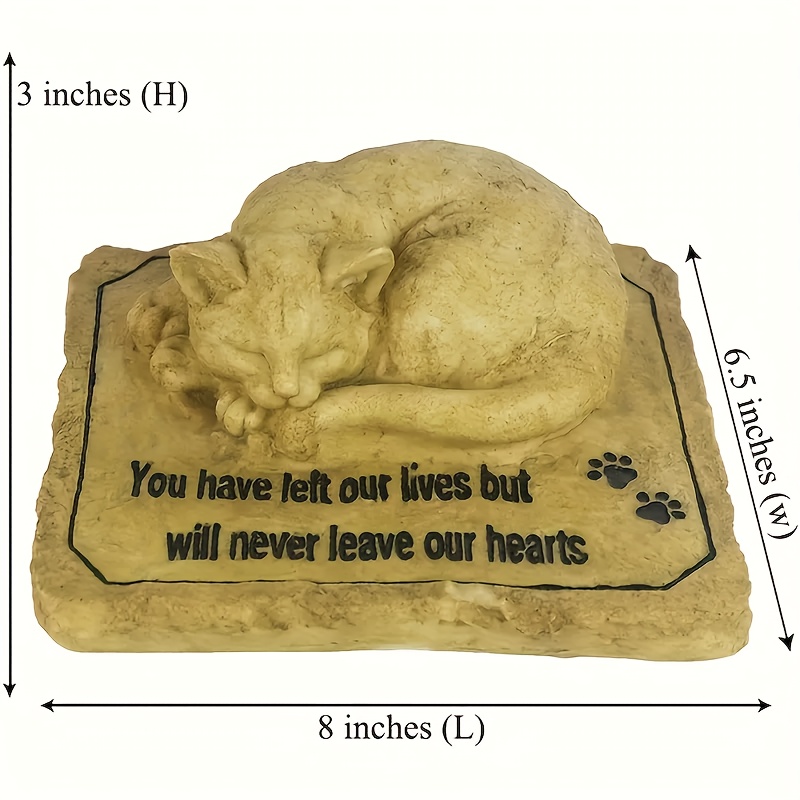 TEMU Cat Memorial Stone With Engraved Message - Abs Resin Garden Statue, Design, Perfect Sympathy Gift For Pet Loss, Pet Grave Marker| Memorial|natural Stone Look, Memorial Keepsakes