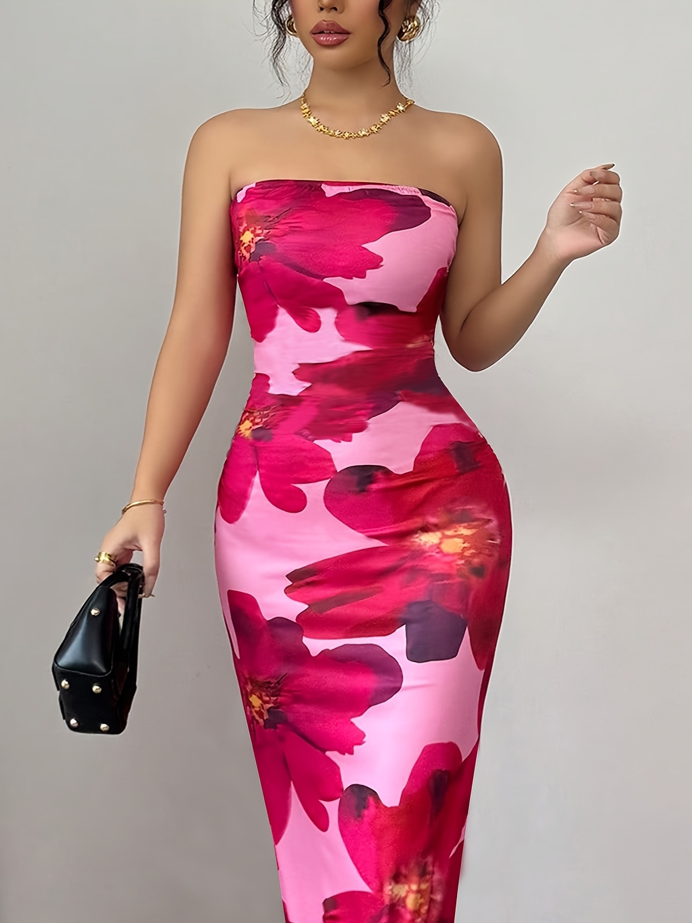 romantic date night floral print womens wrap chest slit - Temu Austria