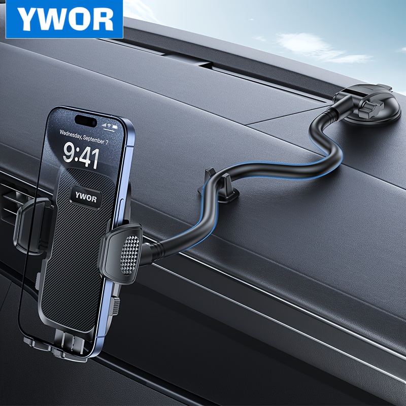 TEMU Ywor Phone Holders For Your Car [anti-shake ] Cell Phone Car Mount Long Arm Dashboard Cradle Automotive Accessories Car Phone Holder Fit For Iphone Smartphone