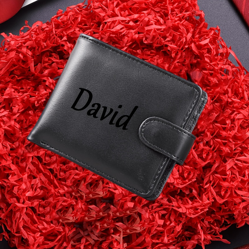 TEMU 1 Personalized Men's Wallet With Custom Logo Engraving, Faux Leather Zipper Wallet, Fashionable And Minimalist, Suitable As A Holiday Gift For