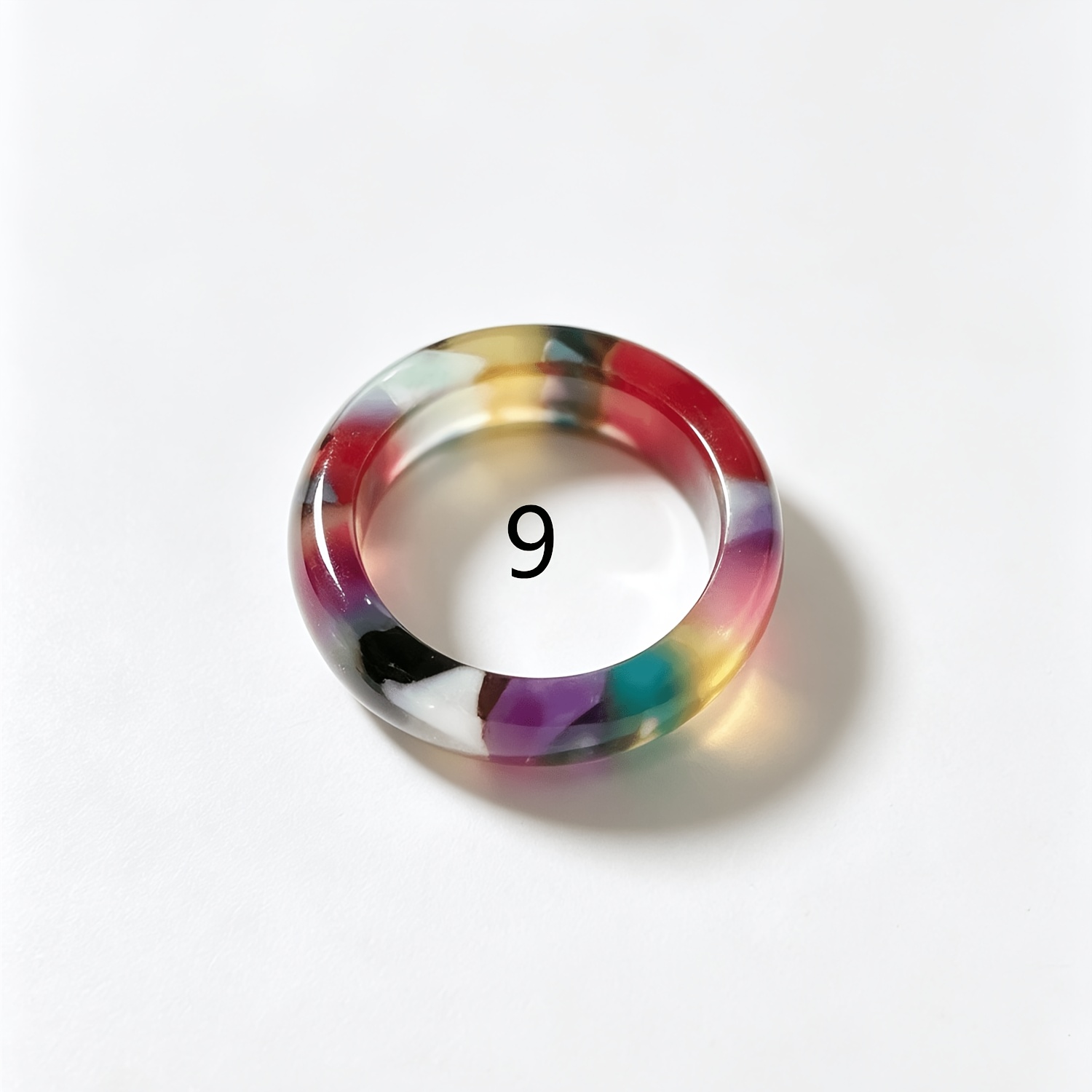 TEMU 2pcs Set Multicolor Marbled Resin Rings For Women, Thin Band Swirl Finger Rings, Vintage Colorful Lightweight Fashion Jewelry For Daily Wear