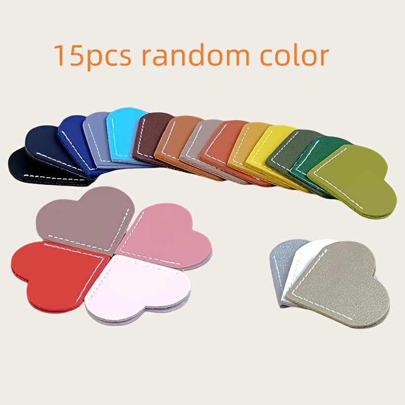 15 Heart-shaped Bookmarks, Durable Faux Leather Material, Multi Color Super , Book Corner Protection+marking Function, Essential For Reading Enthusiasts, Students, And Artistic Youth(random Color)