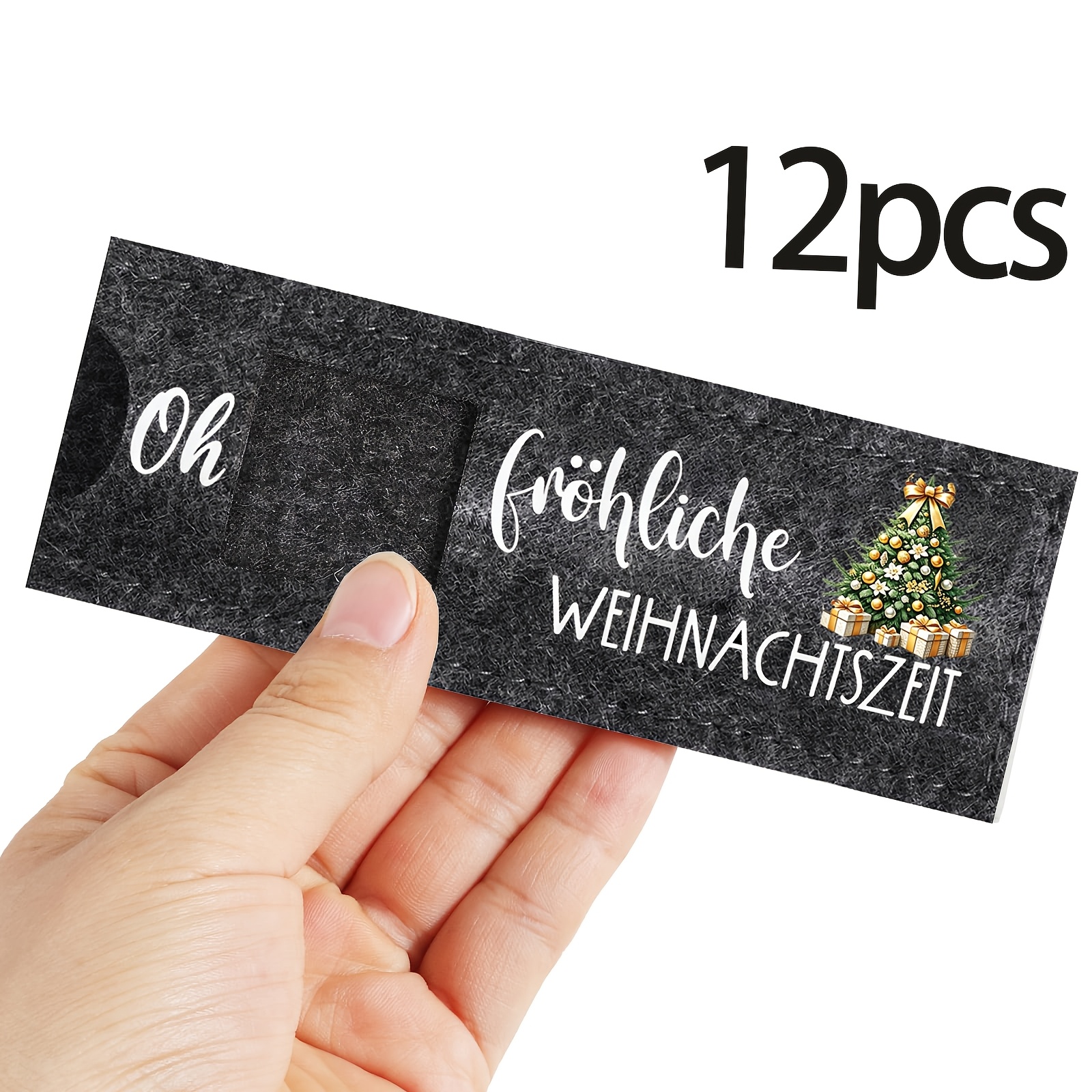 TEMU 12-piece Christmas Felt Gift Boxes, Christmas Favor Boxes, Chocolate Bar Packaging Boxes Printed With The German "oh Du Fröhliche