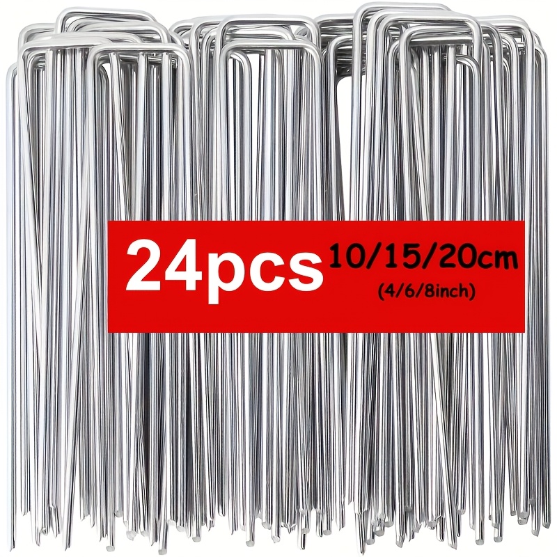 24 heavy duty galvanized steel u shaped garden ground nails anti rust landscape fixing nails suitable for camping tents weeding artificial turf and mesh durable ground piles stable and reliable special for camping tents