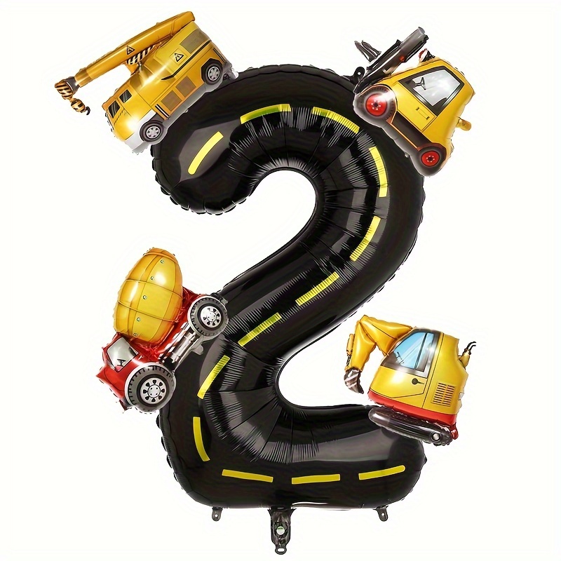 

New 40-inch Yellow Line Black Vehicle Theme Aluminum Film Balloon Birthday Party Cement Truck Excavator Balloon Atmosphere Decoration