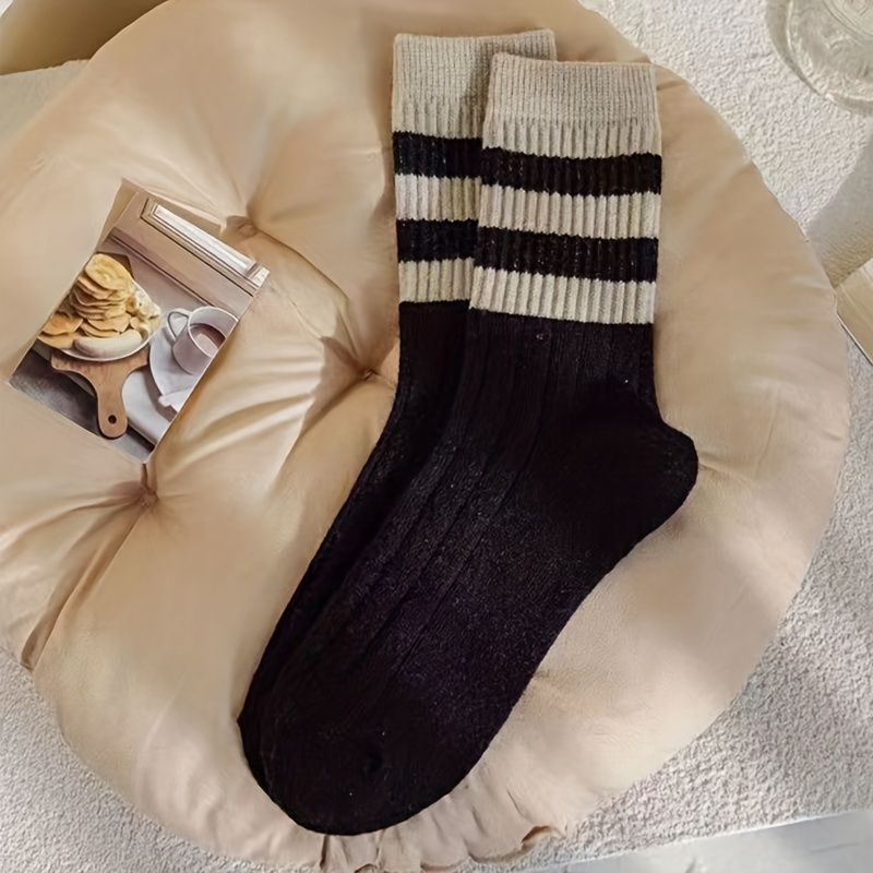 5 Pairs Thick Autumn and Winter Striped Long Women's Socks